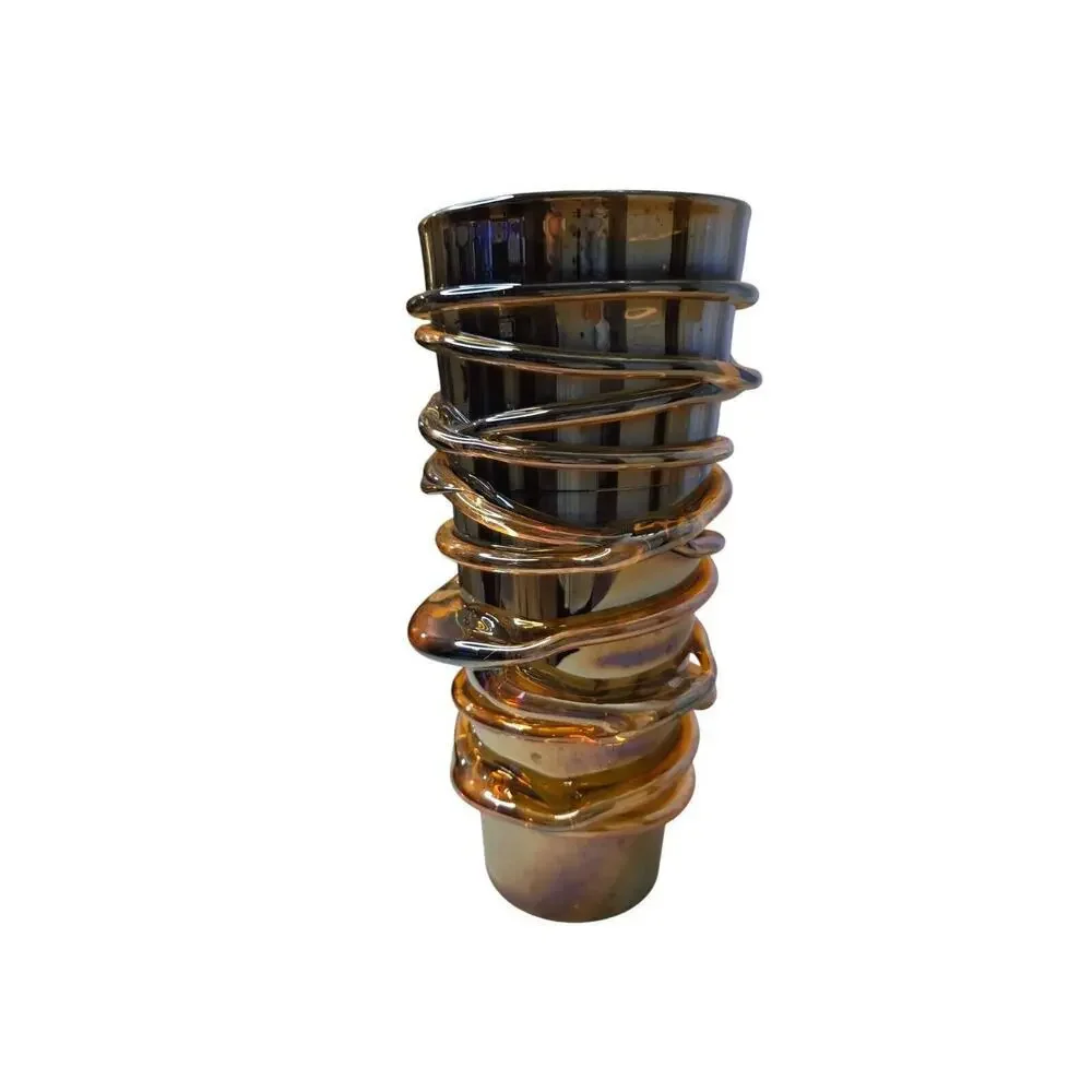 Vintage Iridescent Swirl Glass Vase With Unique Spiral Design 12